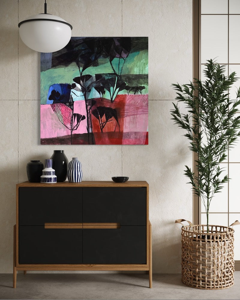 Distortion by Laura Oczos shown in a contemporary interior for scale